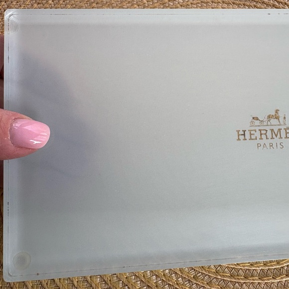 Hermès Frosted Glass Very Pale Green Tray with Silver Accents - Picture 7 of 13